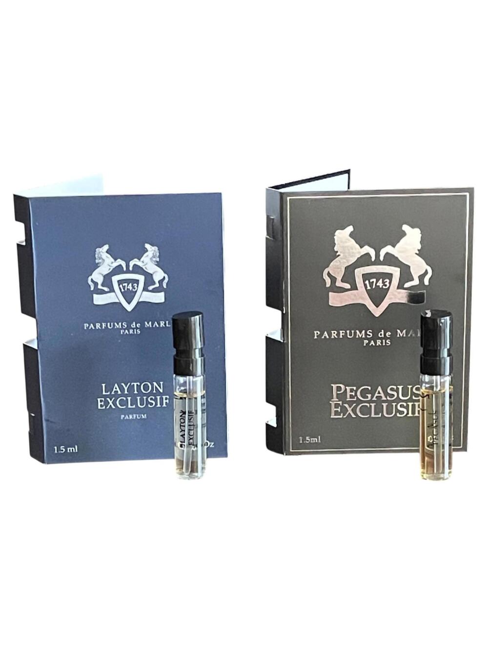 Lot of 2 Parfums de Marly Samples Pegasus Exclusif Layton Exclusif 1.5ml Carded
